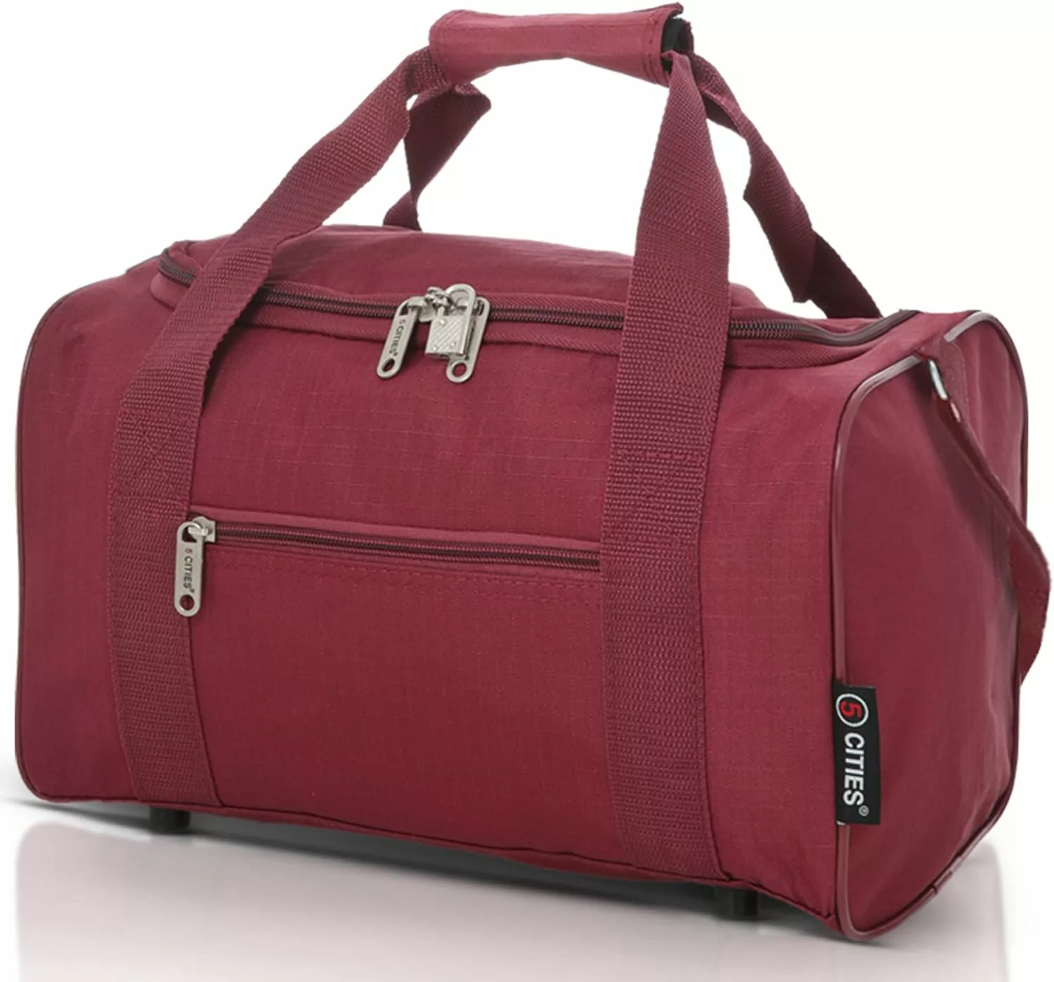 5 Cities 40x20x25 Ryanair Maximum Sized Travel Carry On Under Seat Cabin Holdall Lightweight – Take The Max on Board! with 2 Year Warranty (Wine)