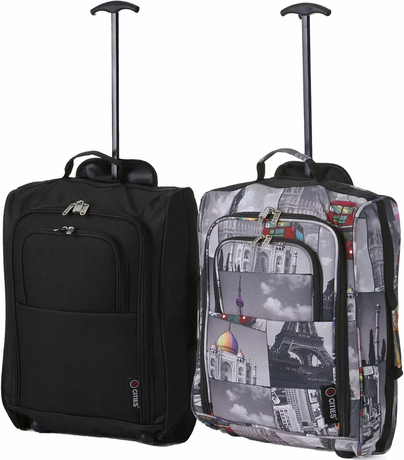 5 Cities Set of 2 Super Lightweight Cabin Approved Luggage Travel Wheely Suitcase Wheeled Bags