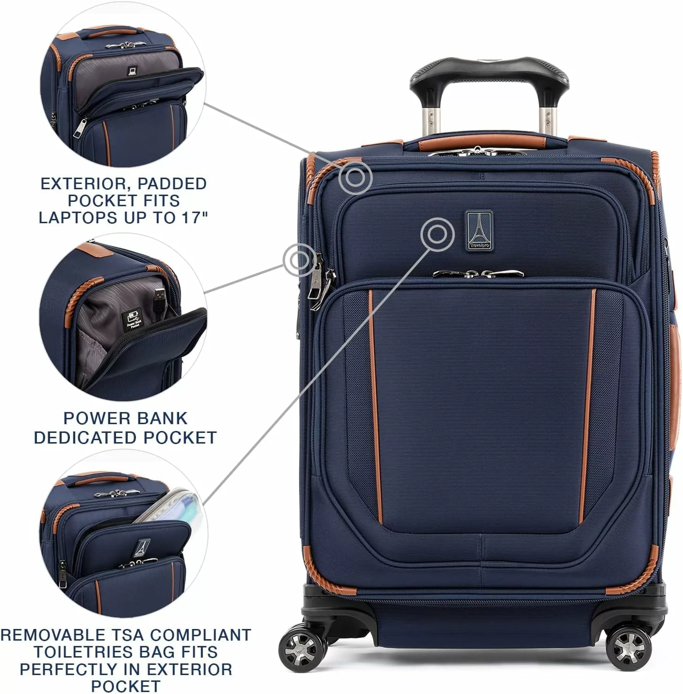 Travelpro Crew Versapack Softside Expandable Spinner Wheel Luggage, Patriot Blue, Carry-On 21-Inch, Crew Versapack Softside Expandable Spinner Wheel Luggage