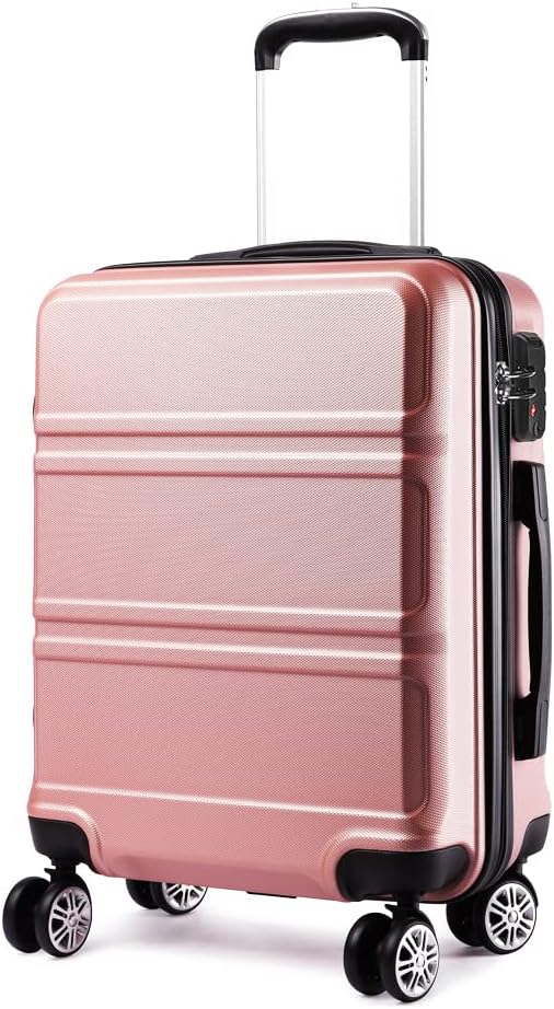 Kono 20 inch Cabin Suitcase Lightweight ABS Carry-on Hand Luggage 4 Spinner Wheels Trolley Case 55x40x22 cm(Nude)