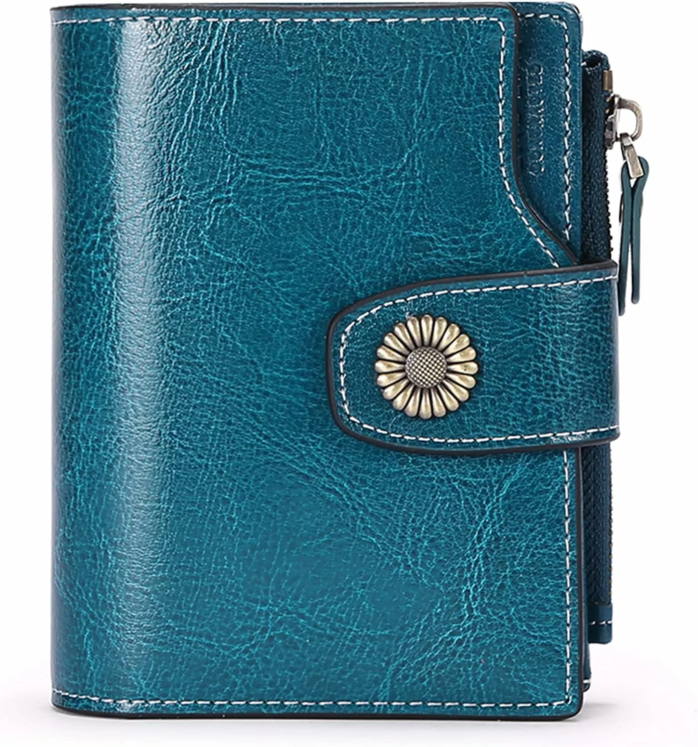 SENDEFN Small Women Wallet Genuine Leather RFID Blocking Bifold Small Purse with Zipper Pocket