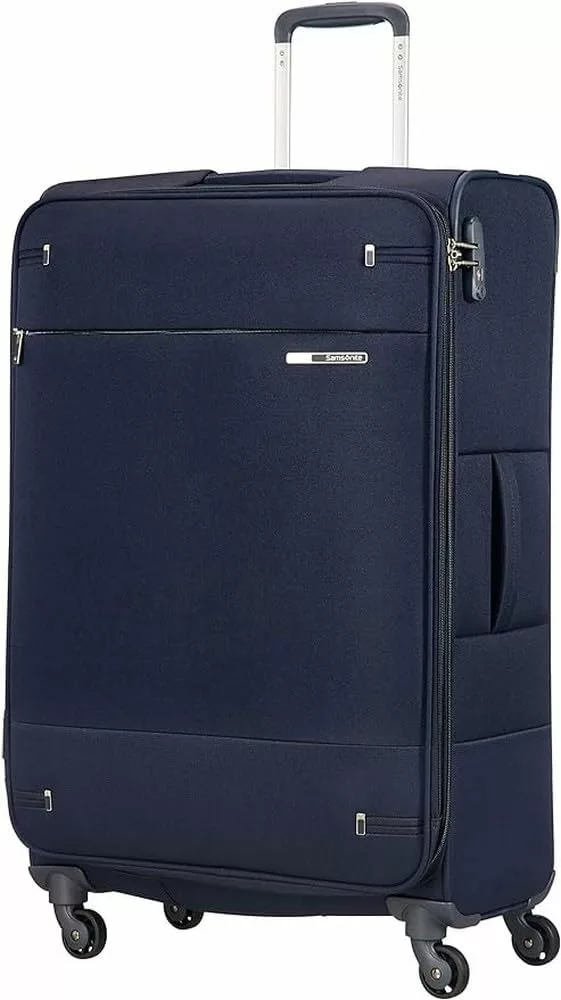 Samsonite Base Boost - Spinner L Expandable Suitcase, 78 cm, 105/112.5 Litre, Blue (Navy Blue)