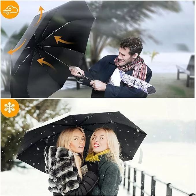 TechRise Umbrella, Compact Strong Windproof Automatic Umbrellas, Folding Lightweight, Portable Travel Golf Umbrella for Rain, One Button Auto Open and Close
