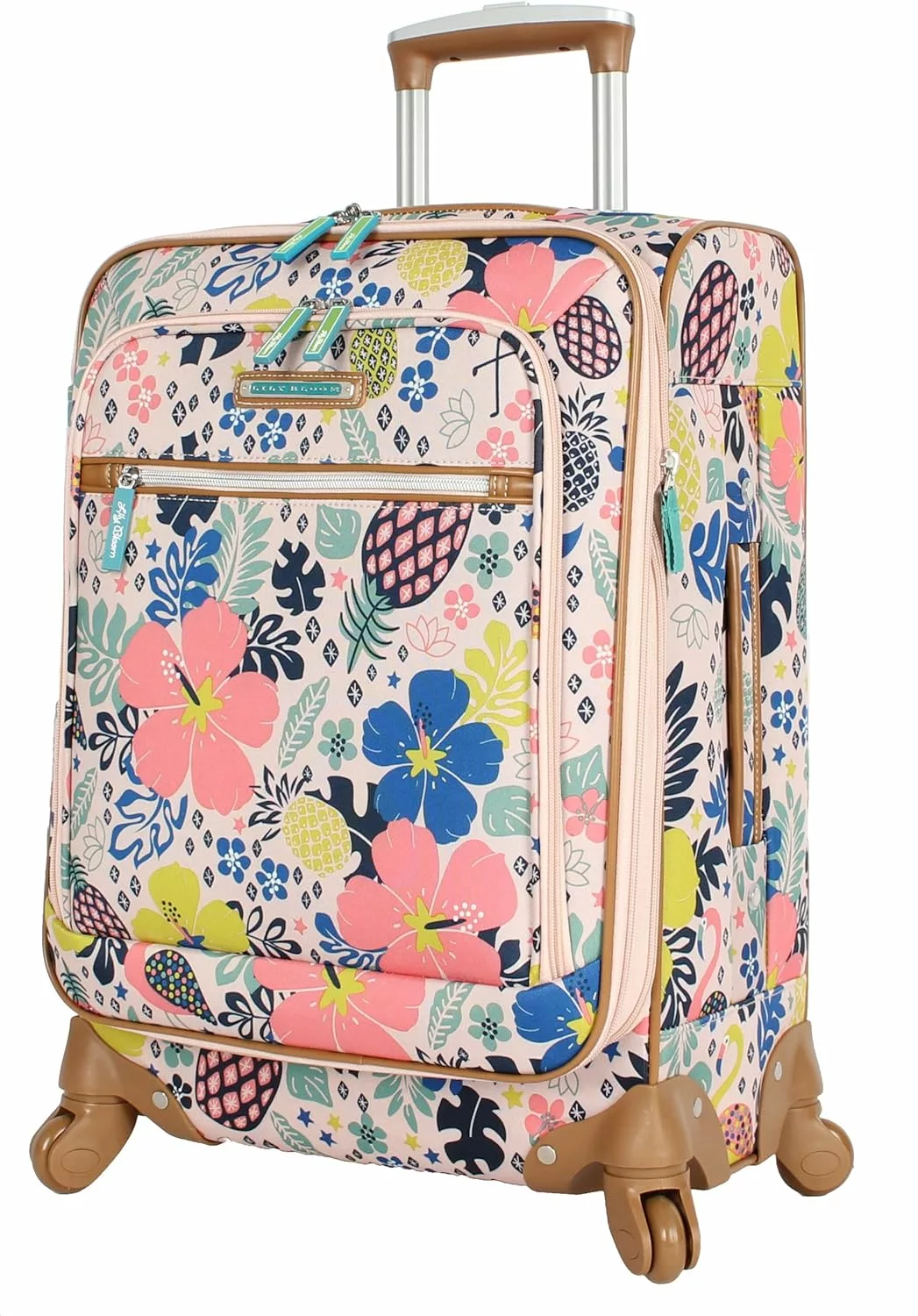 Lily Bloom Luggage Carry On Expandable Design Pattern Suitcase For Woman With Spinner Wheels, Trop Pineapple, 20 inches